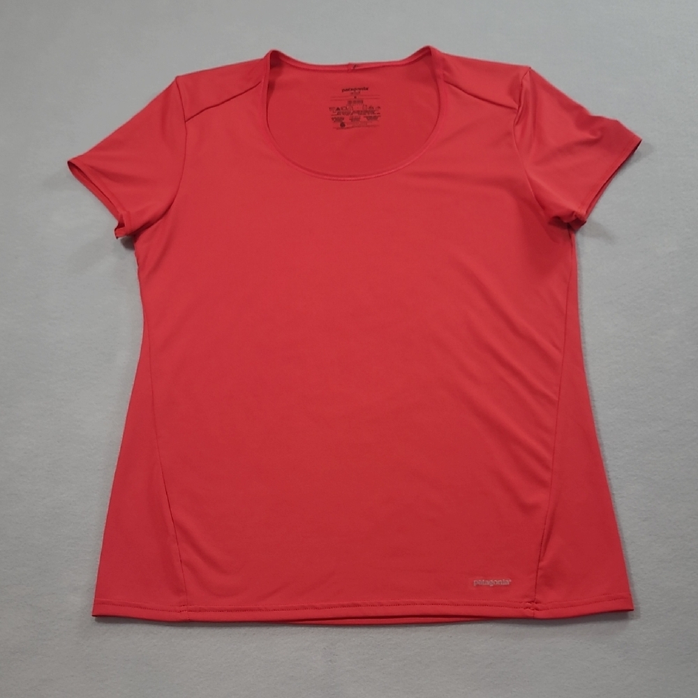 Patagonia Capilene 1 Shirt Women's sz M Red Short Sleeve Silkweight Base Layer